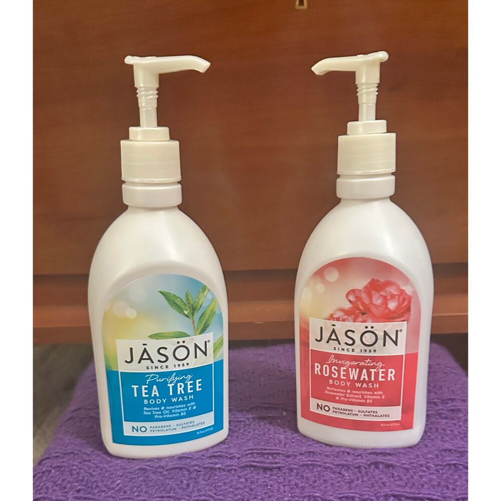 Jason Body‎ Wash 16 fl oz: Set of 2: Tea Tree and Rosewater NEW